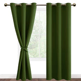 1 x RAW Customer Returns DWCN Opaque Curtains with Curtain Tiebacks Blackout Curtains with Eyelets 2 Pieces Thermal Curtain for Living Room, Bedroom, Olive Green, 228 x 117 cm H x W  - RRP €38.99