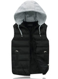 1 x RAW Customer Returns Ommda Quilted Vest Men with Hood Lightweight Sleeveless Vest Outdoor with Zipper Black XL - RRP €37.68