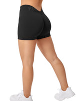 1 x RAW Customer Returns Yiifit Sport Shorts Women V Back 3.5 Scrunch Butt Gym Shorts High Waist Crossback Leggings Sports Pants Short for Summer Fitness Workout Black Large - RRP €19.15