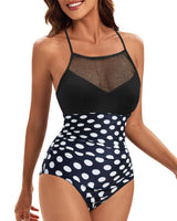 6 x Brand New JFAN Fan one-piece swimsuits for women summer sexy swimsuit women tummy control large size, black polka dots L - RRP €299.94