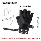 1 x RAW Customer Returns XCSJ Women Half Finger Leather Glove Punk Gloves Gothic Gloves Pu Leather Performance Gloves, with Rivets, Suitable for Halloween, Festival, Hip-Hop, Dance, Cosplay, Rock, Party Black  - RRP €11.03