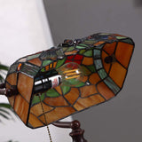 1 x RAW Customer Returns Bieye L30308 Dragonfly Tiffany Style Stained Glass Banker Table Lamp with 25 cm Wide Lampshade for Reading and Working, 44 cm Tall - RRP €151.25