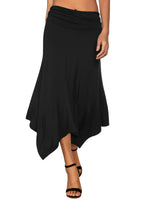 1 x RAW Customer Returns DJT Women s Elastic Waist Solid Color Flared A-Line Pleated Skirt, XXL, Black - RRP €31.25