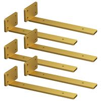 1 x RAW Customer Returns Riuog 6 Pack Shelf Brackets, Floating Invisible L Shelf Brackets, Industrial Metal Shelf Brackets, Brackets for Shelves Gold, 35CM  - RRP €40.33