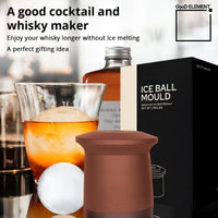 1 x RAW Customer Returns GooD ELEMENT, set of 2, ice ball maker, large ice cubes, ice cube tray, round ice cube tray, gift ideas with alcohol, whiskey gifts for men, ice cubes, iced coffee, cocktail accessories black  - RRP €15.34