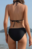 1 x RAW Customer Returns SHEKINI Women s Bikini Set Backless Adjustable Classic Triangle Bikini Top Sexy Two Piece Swimsuit Ruched Bikini Bottoms Beach Bikini S, Black E  - RRP €33.99