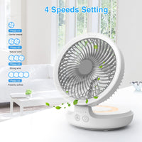 1 x RAW Customer Returns gabless USB Desk Fan, Portable Rechargeable Quiet Table Fan, 4 Speeds Oscillating Desk Fan with Night Light Personal Foldable Cooling Fan Air Circulator - RRP €33.26