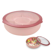 1 x RAW Customer Returns Bugucat snack plate with 5 compartments, snack bowl with transparent lid, plastic snack box fruit plate made of plastic, reusable and durable for nuts and desserts blue, pink, green  - RRP €19.15