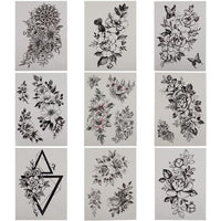 1 x Brand New GORGECRAFT 9Pcs Black Rose Flower Butterfly Temporary Tattoo Stickers Floral Fake Tattoos Body Art Arm Sketch Long Lasting Realistic Waterproof Tattoo Sticker for Women Men Parties - RRP €15.6