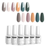 8 x Brand New Vishine UV Nail Polish Shellac 6Pcs Nude Green Olive Gel Nail Polish Set Pastel Colors Gel Polish for Gel Nails 8ml - RRP €144.0