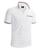 1 x Brand New JACKETOWN Polo Shirt Men s Short-Sleeved Regular T-Shirts Men s Quick-Drying Casual Sports Shirt Outdoor T-Shirts with Glasses Holder Button Placket Breathable Polo Shirts 2412-White-2XL  - RRP €33.26