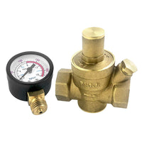 1 x RAW Customer Returns QWORK DN20 brass water pressure reducer with pressure reducer manometer - RRP €19.6