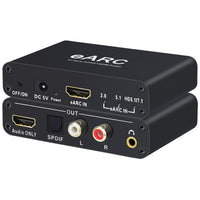 1 x RAW Customer Returns HDMI eARC Audio Extractor - Tendak HDMI eARC ARC Audio TV Adapter Supports HDMI to HDMI Optical SPDIF and Analog RCA L R 3.5mm Stereo Audio Converter for TV Amplifier Soundbar Home Theater System - RRP €35.28