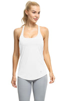 1 x RAW Customer Returns icyzone Women s Sports Yoga Top with Bra - 2 in 1 Fitness Shirt Cross Back Gym Sport Tank Top L, White  - RRP €26.38