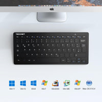 1 x RAW Customer Returns TECKNET Wireless PC keyboard without cable for Windows 10 8 7 Vista XP and Android Smart TV - RRP €25.99