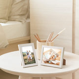 1 x RAW Customer Returns XHDA Set of 4 White Photo Frames, 10x15cm, with Stands, Horizontal and Vertical Formats, Table or Wall Decoration Photo Frame - RRP €15.99