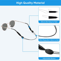 2 x Brand New Glasses strap, adjustable glasses strap, 3-pack waterproof glasses holder, silicone glasses strap with 3 pairs of ear hooks, eyeglass retainer, sports glasses strap, glasses strap, sports band glasses black, 25 cm - 40 cm  - RRP €55.2