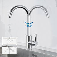 1 x RAW Customer Returns Auralum low-pressure kitchen tap for water boiler, kitchen tap with 3 hoses for cold water with under-table device, 360 rotatable low-pressure kitchen tap made of chrome-plated brass - RRP €48.99