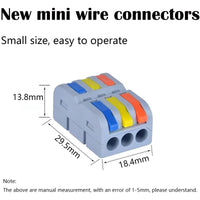 1 x RAW Customer Returns Connection blocks, CESFONJER SPL-3M mini quick connection terminals, compact plug-in terminals with multi-colored operating lever, can be freely combined Electrical connection blocks 11 pieces  - RRP €10.07