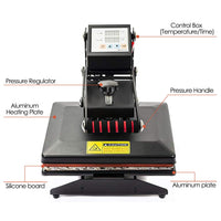 1 x RAW Customer Returns Display4top Heat Press Heat Press Machine T-Shirt Heat Press Transfer Sublimation Machine, Use for Industrial, Professional and Home 25cm x 30cm  - RRP €200.66