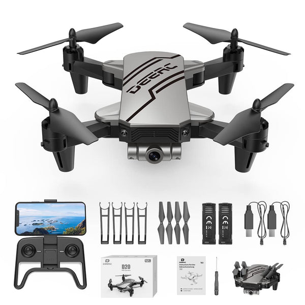 1 x RAW Customer Returns DEERC D20 Mini Drone for Kids with 720P HD FPV Camera Remote Control Toys Gifts for Boys Girls with Altitude Hold, Headless Mode, Speed Adjustment, 3D Flips 2 Batteries, Black - RRP €99.99