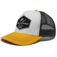 1 x RAW Customer Returns DRESSED IN MUSIC PLAY WITH ME Origins Adjustable Baseball Trucker Cap - Men s Women s Caps Gray Yellow  - RRP €34.95