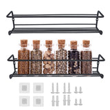 1 x RAW Customer Returns Vilive spice rack wall 2 pieces spice rack made of metal black spice rack hanging without drilling, wall kitchen shelf for kitchen spice organizer kitchen accessories - 29 x 6 x 6.5cm - RRP €11.09