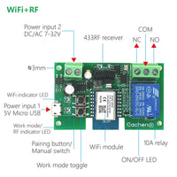 1 x RAW Customer Returns Newgoal WiFi Micro-Motion Self-Locking Relay Module WiFi Momentary Switch with 433MHz RF Remote Control Tuya SmartLife App  - RRP €20.2