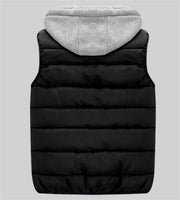 1 x RAW Customer Returns Ommda Quilted Vest Men with Hood Lightweight Sleeveless Vest Outdoor with Zipper Black XL - RRP €37.68