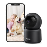 1 x RAW Customer Returns ANNKE Crater 2 WiFi IP surveillance camera, 360 swivel, 3MP WiFi baby pet monitor indoor with 2-way audio, motion detection smart camera, cloud SD card storage, compatible with Alexa - RRP €34.27