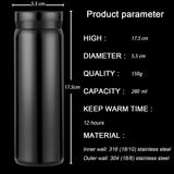 1 x RAW Customer Returns Small Stainless Steel Thermos Bottles - Cute Water Bottle, Vacuum Insulated Bottle for Hot and Cold Drinks BPA Free, Black, 280ml  - RRP €15.99