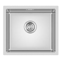 1 x RAW Customer Returns KINKIBOS stainless steel sink 45 x 45 cm, stainless steel sink, stainless steel sink with overflow without tap hole , kitchen sink 1 bowl square, kitchen sink for 50 cm base cabinet - RRP €106.88