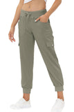 1 x RAW Customer Returns JINSHI Pants Women Cargo Pants Long Capri Casual Pants Outdoor Jogging Pants High Waist with Drawstring Gray Khaki M - RRP €38.3