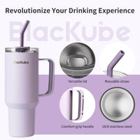 1 x RAW Customer Returns Blackube 1200ml drinking cup with lid and straw, cup with lid and straw, BPA-free, leak-proof, large metal drinking bottle for sports, school, fitness, outdoor, camping-lilac - RRP €35.28