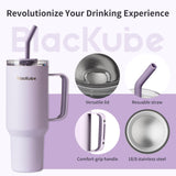 1 x RAW Customer Returns Blackube 1200ml drinking cup with lid and straw, cup with lid and straw, BPA-free, leak-proof, large metal drinking bottle for sports, school, fitness, outdoor, camping-lilac - RRP €35.28