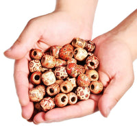 4 x Brand New 300Pcs Printed Natural Wooden Beads Printed Loose Wooden Beads Round Wooden Beads, for Jewelry Making DIY Necklace Bracelets Hair Jewelry Crafts - RRP €61.36