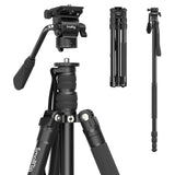 1 x RAW Customer Returns SMALLRIG 71 Video Tripod with Fluid Head, Aluminum Camera Tripod, 360 Panorama Video Tripod for Travel, Height Adjustable from 16.5 to 71 , Max. Payload 15 kg, Fluid Head Payload 3 kg, CT180 3760 - RRP €119.9