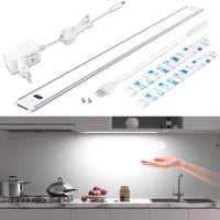 1 x RAW Customer Returns wobsion under-unit kitchen LED white with non-contact sensor, LED strip 42 cm lighting kitchen dimmable 6000 K, ultra thin kitchen light under-unit LED for wardrobe, showcase cabinet lighting - RRP €20.16