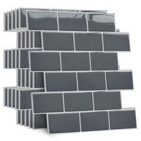 1 x RAW Customer Returns Yoillione Upgrade Thicker 3D Tile Stickers for Bathroom Kitchen, Adhesive Tiles Vinyl Tiles Self-Adhesive Tile Film, Gray PVC Metro Tiles Self-Adhesive Tile Decoration, Pack of 5 - RRP €27.22