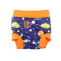 1 x RAW Customer Returns BabyPreg Baby Child Swim Briefs Cover Diaper with High Waist Belly Protection Swim Shorts Blue Fish Navy, 2-3 Years  - RRP €26.99