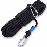 1 x RAW Customer Returns PIOSRTRR rope 10 mm 30 m, rope rope with carabiner for magnetic fishing, hammock, outdoor, black - RRP €30.24