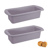 1 x Brand New NUWIQ 2 pieces baking pan box, bread baking pans silicone, 26 x 13 x 6.5 cm, for bread and pastries, grey - RRP €8.18