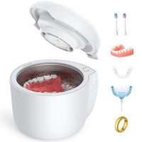 1 x RAW Customer Returns AGPTEK Ultrasonic Cleaner, 45kHz Braces Cleaner with Fan, 190ml Ultrasonic Cleaner for Dentures, Dental Splints, Mouth Guards, Aligners, Bleaching Trays and Brush Heads, White - RRP €34.27