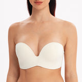 1 x RAW Customer Returns MELENECA Women s Wireless Push Up Molded Cups Strapless Lift Up Bra off white 70C - RRP €30.95