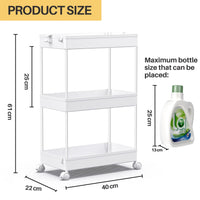 1 x RAW Customer Returns SPACEKEEPER kitchen trolley with 3 levels, trolley niche shelf on wheels, space-saving bathroom shelf and kitchen shelf for kitchen office bathroom, 40x22x61cm, white - RRP €25.2