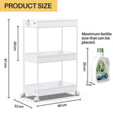 1 x RAW Customer Returns SPACEKEEPER kitchen trolley with 3 levels, rolling trolley niche shelf on wheels, space-saving bathroom shelf and kitchen shelf for kitchen office bathroom, 40x22x61cm, white - RRP €26.26