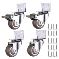 1 x RAW Customer Returns Pack of 4 transport castors, small swivel castors for furniture, 50 mm furniture castors, swivel castors with brake, L-mounting plate, 360 rotatable, heavy-duty castors for flower stands, cribs, furniture - RRP €21.99