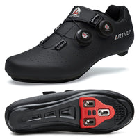 1 x RAW Customer Returns ARTVEP Men s Cycling Shoes Women s MTB Cycling Shoes Compatible with Look SPD SPD-SL Delta Lock Pedal Riding Shoes Compatible with Peloton Shoes Stripes All Black EU 43 265 - RRP €59.99