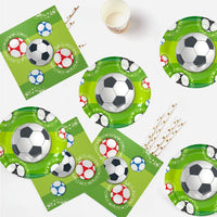 1 x RAW Customer Returns MEZHEN Football party tableware children s birthday decoration birthday football party tableware paper plates cups napkins birthday party set table decoration - RRP €14.11