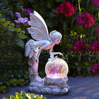 1 x RAW Customer Returns HIAME Garden Decoration Figures for Outdoors Large Solar Light, Flower Fairy Garden Decoration Flower Fairy Solar Light Resin Girl Outdoor Villa Decoration F  - RRP €33.26